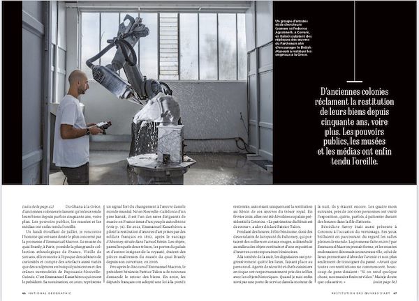 Pagina interna dell'articolo del National Geographic con la fotografia realizzata all'interno dei nostri laboratori
